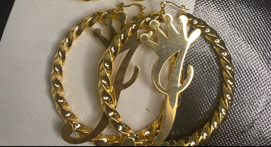 Gold Letter hoops